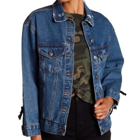 RD Style Denim Lace-Up Jacket - Picture 1 of 7